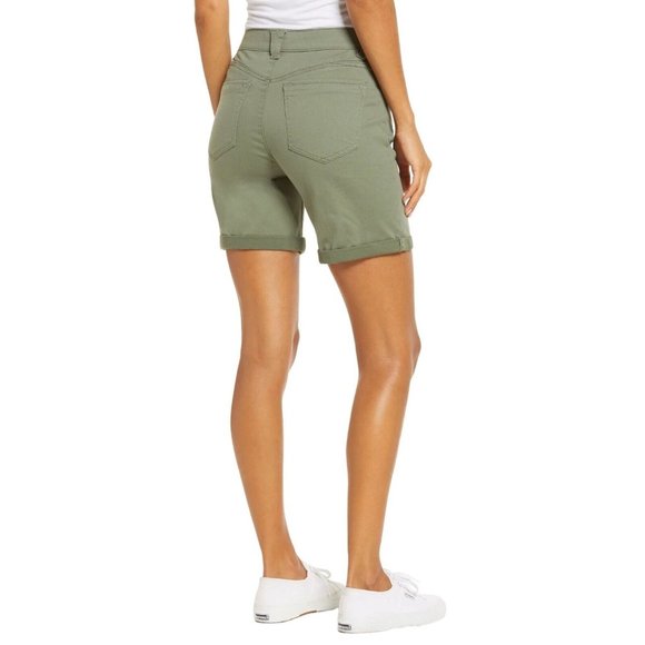 NEW WIT & WISDOM 'Ab'solution Green Mid-Ris. Stretch Twill Shorts Sz 2 NWOT 0023 - Picture 1 of 11